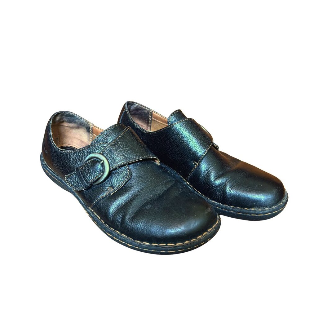 b.o.c Born Concepts Black Leather Monk Strap Clogs